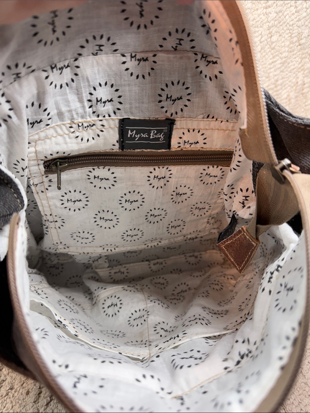 Myra Flourish Bag Gray & Brown Patterned Crossbody Shoulder Bag - Picture 3 of 8